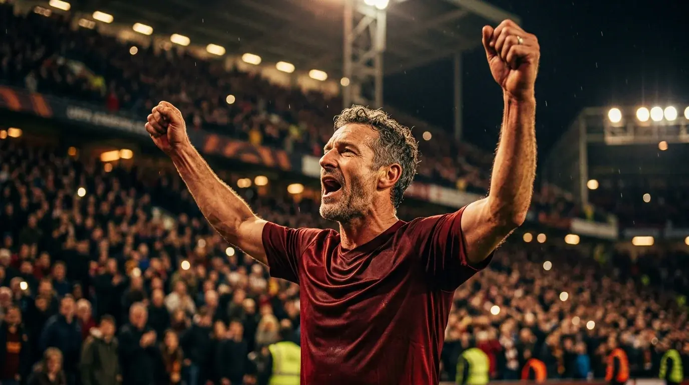 Sfeerbeeld van een Portugese aanvaller die op het WK 2026 vanuit een strafschopstip juicht na de treffer