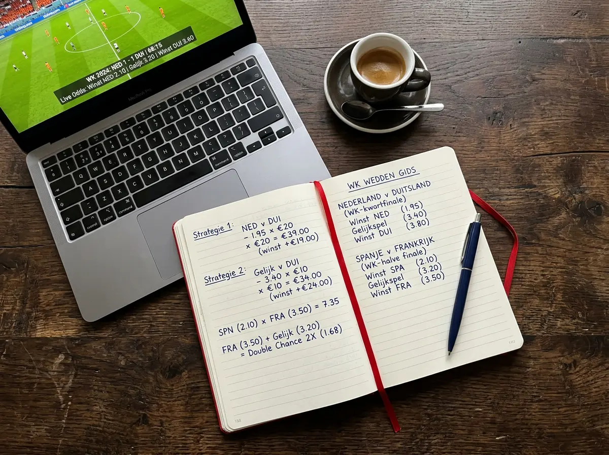 Voorbeeld van decimale quoteringen berekening voor een WK-wedstrijd in België